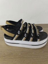 Nike Icon Classic Sandals DH0224-002 Black Metallic Gold Platform Womens 11 picture
