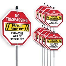 No Trespassing Private Property V Octagon Sign With Stake Weather Resistant picture