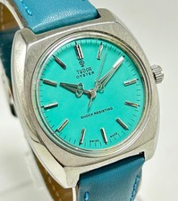 Vintage TUDOR OYSTER 17 Jewels Manual Winding Swiss Made Blue Dial Men Watch picture