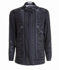 Versace Collection Women 100% Silk Baroque Shirt Black Grey IT42 New $650 Retail picture