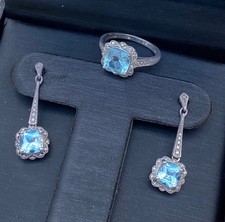 Zales Blue Topaz Earrings and Ring Set picture