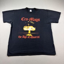 Vintage Cro-Mags T-Shirt Mens Large Black The Age Of Quarrel Rock Band Punk y2k picture