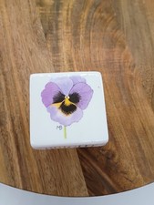 Hallmark Marjolien Bastin Bright Bloom Pansey Flower Porcelain Trinket Box picture