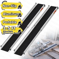 3-5FT Adjustable Aluminum Wheelchair Ramp 600lbs Portable Higjh Quality for Home picture