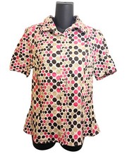 womens polka dot button up shirt medium picture