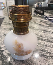 Vintage White Glass Daisy Oil Lamp Font w/ Aladdin Model B Burner picture