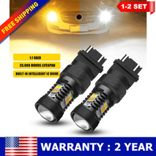 2-4x 3157/4114K Error-Free Switchback LED White Amber Turn Signal/DRL Light Bulb picture