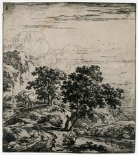 Antique Master Print-LANDSCAPE-CLIFFS-TREES-STREAM-Naywinx-ca. 1640 picture