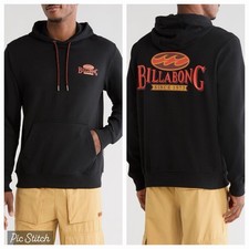 NWT Billabong Men’s Deck Graphic Surf Hoodie Sweatshirt Black Beauty XL $65.00 picture