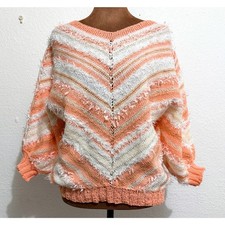 Vintage Peach Textured Sweater (Fits XS to M) 1980s Boho Western Fabric Art picture