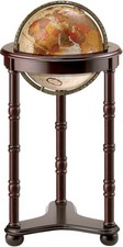 Lancaster World Globe - Bronze Metallic Map , Dark Cherry Wood Floor Stand picture