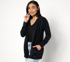 Barefoot Dreams Women's Top Sweater Sz M CozyChic Lite Ribbed Cuff Black A629830 picture