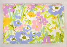 Vintage 1970s Sears Perma Prest Percale Floral Twin Flat Sheet Crisp Old Stock picture