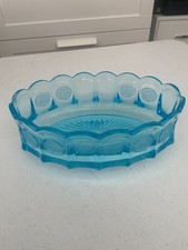 Vintage Fostoria Coin Glass Blue Oval Bowl. Beautiful picture
