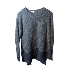 Madewell Women's XS Extra Small Marled Knit Layered Sweater Black Gray Pocket picture