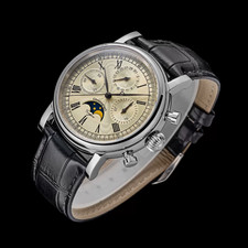 Sugess MoonPhase Chronograph 40mm Cream Dial ST1908 Mechanical Saphire Watch picture
