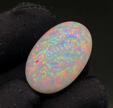 Flashy Multi Fire 39.25ct Natural White Ethiopian Opal Cabochon Big Oval Shape picture