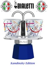 Bialetti Mini Express Kandinsky Moka Set Coffee Maker 2Cup 2 Shot Glasses Italia picture