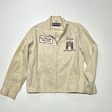 1950’s-60’s Der Volkswaffe Rally Team Cream And Brown Sz M Jacket True Vintage picture