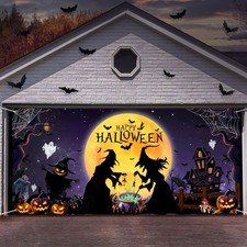 Halloween Garage Door Banner Cover 7X16Ft Outdoor Decor picture