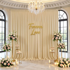 60Ftx12Ft Champagne Backdrop Curtain for Wedding Party 12 Panel 5×12FT Tall picture