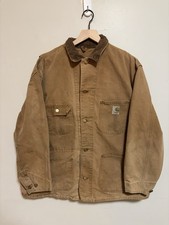 Vintage 1960s 70s Carhartt Duck Canvas Chore Coat Size Men’s 46 Union Made USA picture