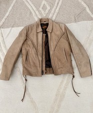Vintage UNIK Leather Western Moto Jacket-Taupe Braided Leather picture