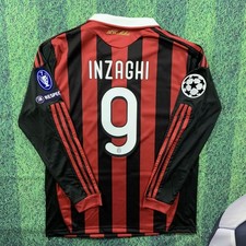 Inzaghi AC Milan 09-2010 Long Sleeve Home Jersey | Retro Shirt | Mens Small- NEW picture