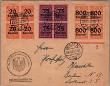 GERMANY 1923 INFLATION OFFICIAL COVER MULT FRANKED BLOCKS ADDR & POSTMARK BERLIN picture