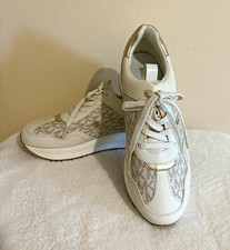 Michael Kors Women's MK Logo Lace-Up Low Top Sneakers White/Gray Gold picture