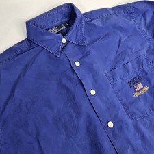 Vintage Polo Ralph Lauren Davis Shirt Large Royal Blue USA Flag Crest Logo 90s picture