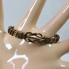 Vintage Artisan Handmade Wire Cuff Bracelet Brass picture
