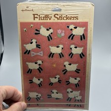 Vintage 1980s Hallmark Fluffy Fuzzy Leaping Lamb Sheep Stickers READ picture