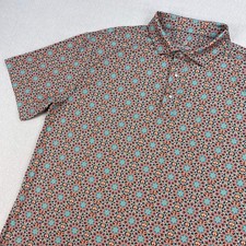 Iron Oak Apparel Polo Shirt Mens XL Blue Kaleidoscope Pearl Snap Psychedelic picture