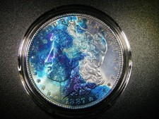 EF+/AU  1887 MORGAN SILVER DOLLAR UNIQUE TONING COLLECTOR COIN M-2233 picture
