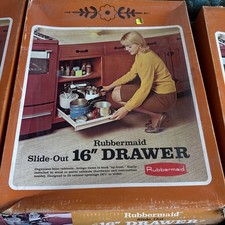NOS Vintage 1970 Rubbermaid 16” Slide Out Drawer MCM Kitchen Cupboard picture