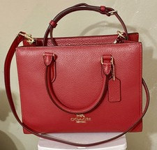 Nwt Coach Maggie Mini Tote Satchel True Red Leather CY668 Crossbody Strap picture