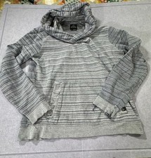 Prana Breathe Hoodie Size L Grey Striped Organic Cotton Pullover picture