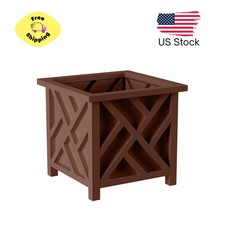 Outdoor Lattice Planter Box 14.75 Inch Brown Garden Plant Pot picture