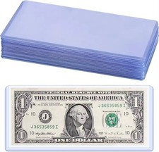(50) CURRENCY HOLDERS Semi Rigid REGULAR Vinyl Sleeves for Banknotes Dollar Bill picture