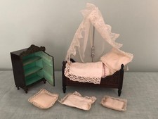 Antique Biedermeier German Dollhouse Daybed Bureau Wagner Walterhaussen 1:12 picture