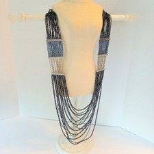 Chico's Boho Blue Seed Bead Multi Strand Necklace - 22