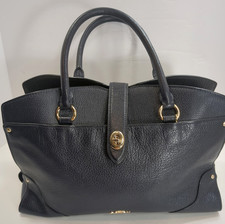 COACH Mercer Satchel  NAVY Blue, Grain Leather, Turnlock Closure picture