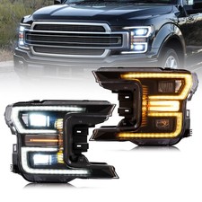 2X VLAND Black LED Headlights Assembly For 2018-2020 Ford F150 F-150 Front Lamps picture