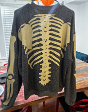 KAPITAL Men's Skeleton / Bones Graphic Crewneck Pullover Knit Cotton Sweater M picture