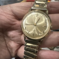 Works VTG 1965 Timex Marlin Waterproof Gold Men's watch Manual Wind 34mm 7.5” picture