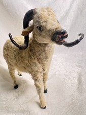 RARE Antique 1800s Victorian Real Fur Ram Sheep Childs Toy ~ Small Taxidermy picture