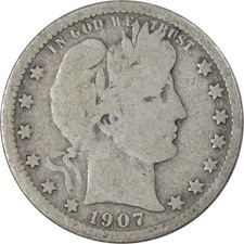 1907 O Barber Silver Quarter Circulated 25c Coin Collectible picture
