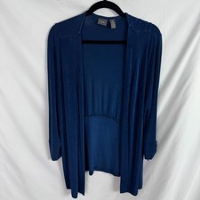 Chicos Travelers Women's Cardigan Top Size 3 XL Navy Blue 3/4 Sleeves picture