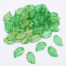 50Pcs Green Crystal Glass Leaf Beads, Leaf Shape Spacer Charms Translucent Czech picture